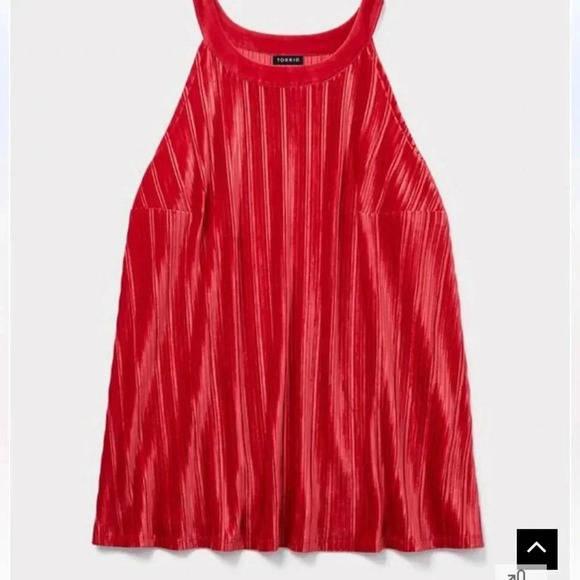 Torrid 2 Red Velvet Goddess Tank Plus 2X 18W 20W High Neck Top Pleated Regency - Picture 3 of 10